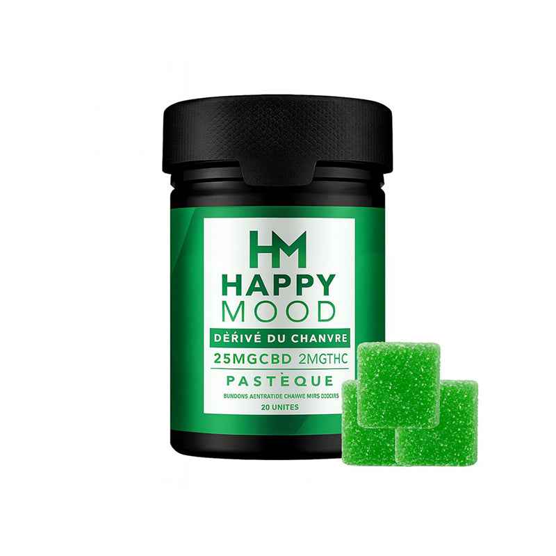 Gummies Vert Pastèque - 25mg CBD 2mg THC - HAPPY MOOD
